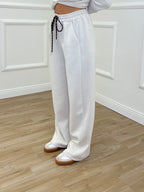 Pantalone Coulisse Felpa D28793 Panna