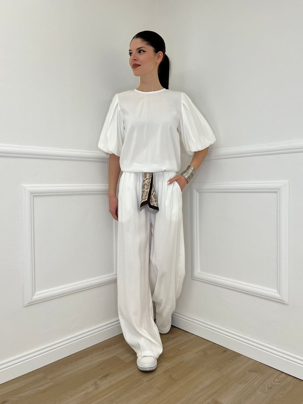 Pantalone Cupro Fusciacca 20527 Bianco