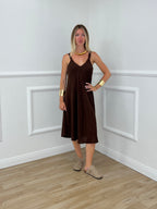 Vestito Corto In Crepe 11181 Marrone