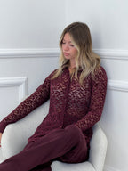 Camicia Pizzo Velluto 121493 Burgundy