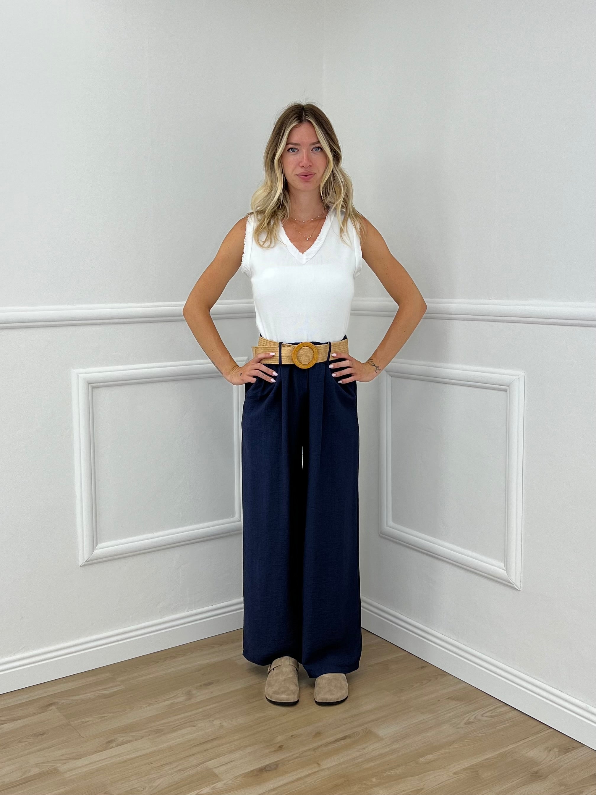 Pantalone Viscosa Strop 33660 Blu