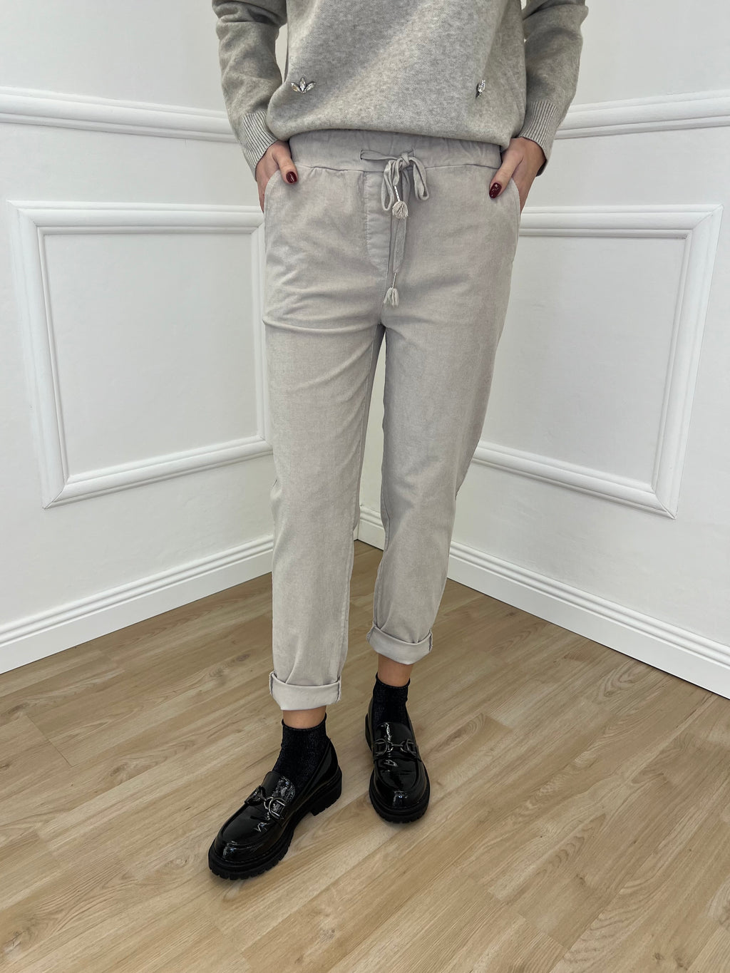 Pantalone Regular Millerighe 20357 Ecru
