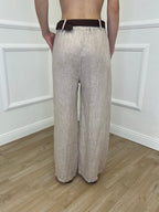 Pantalone Lino Cintura 22525 Beige
