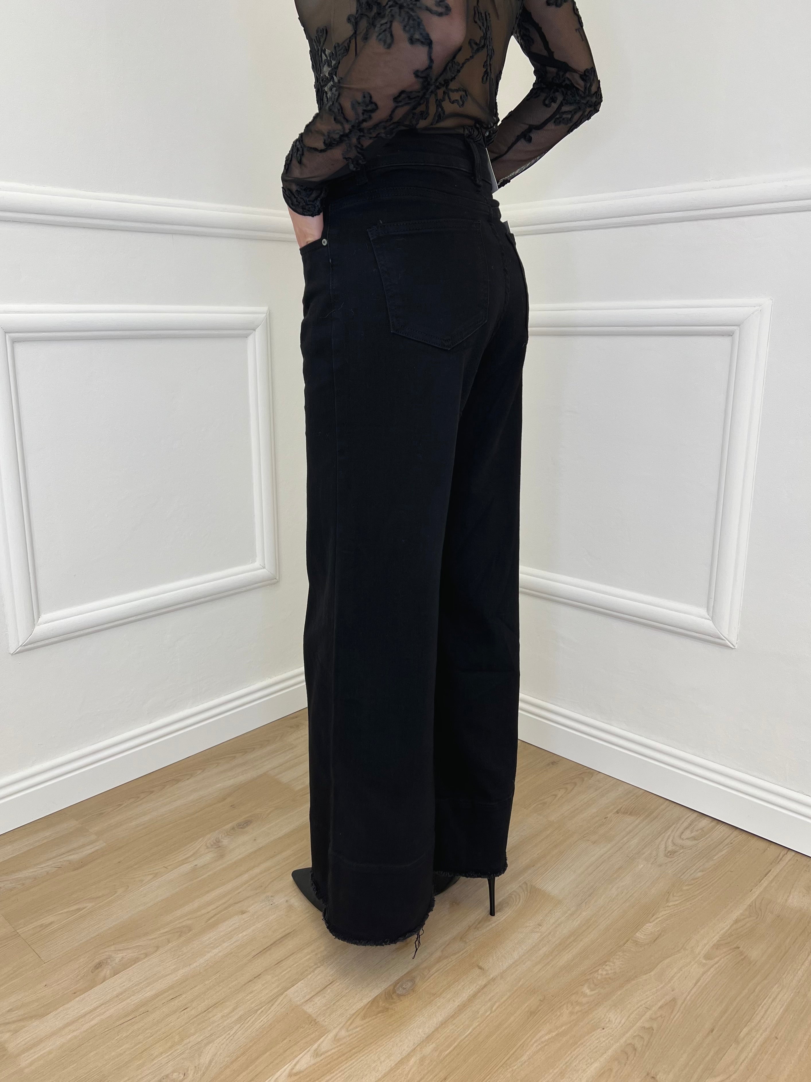 Jeans Palazzo Sfrangiato JK8117 Nero