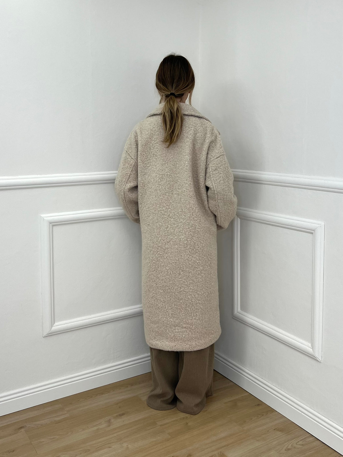 Cappotto Doppiopetto Bouclè 6822 Ecru