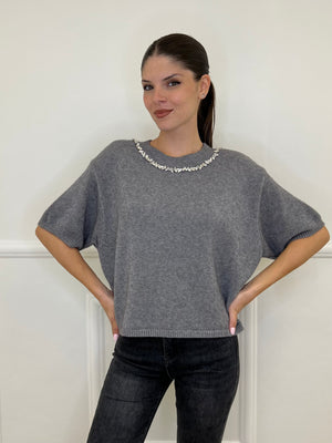 Maglia Scatoletta Cristalli 55672 Grigio