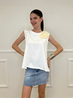 Maglia Spilla Schiena Cut Out 5358 Bianco