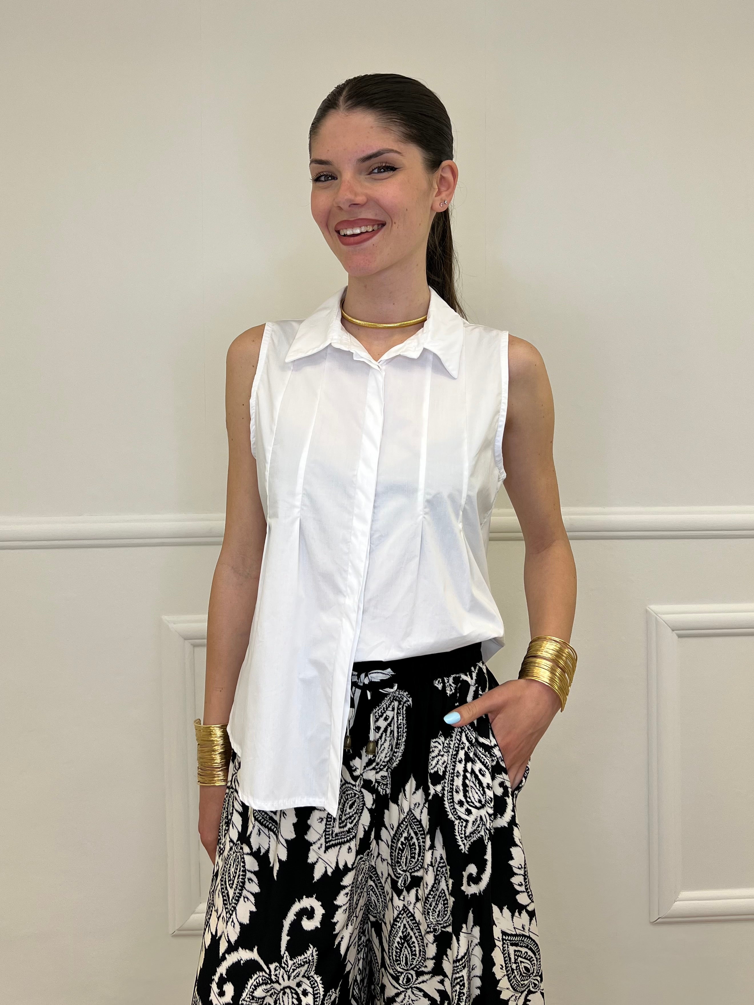 Camicia Smanicata Popeline 2808 Bianco