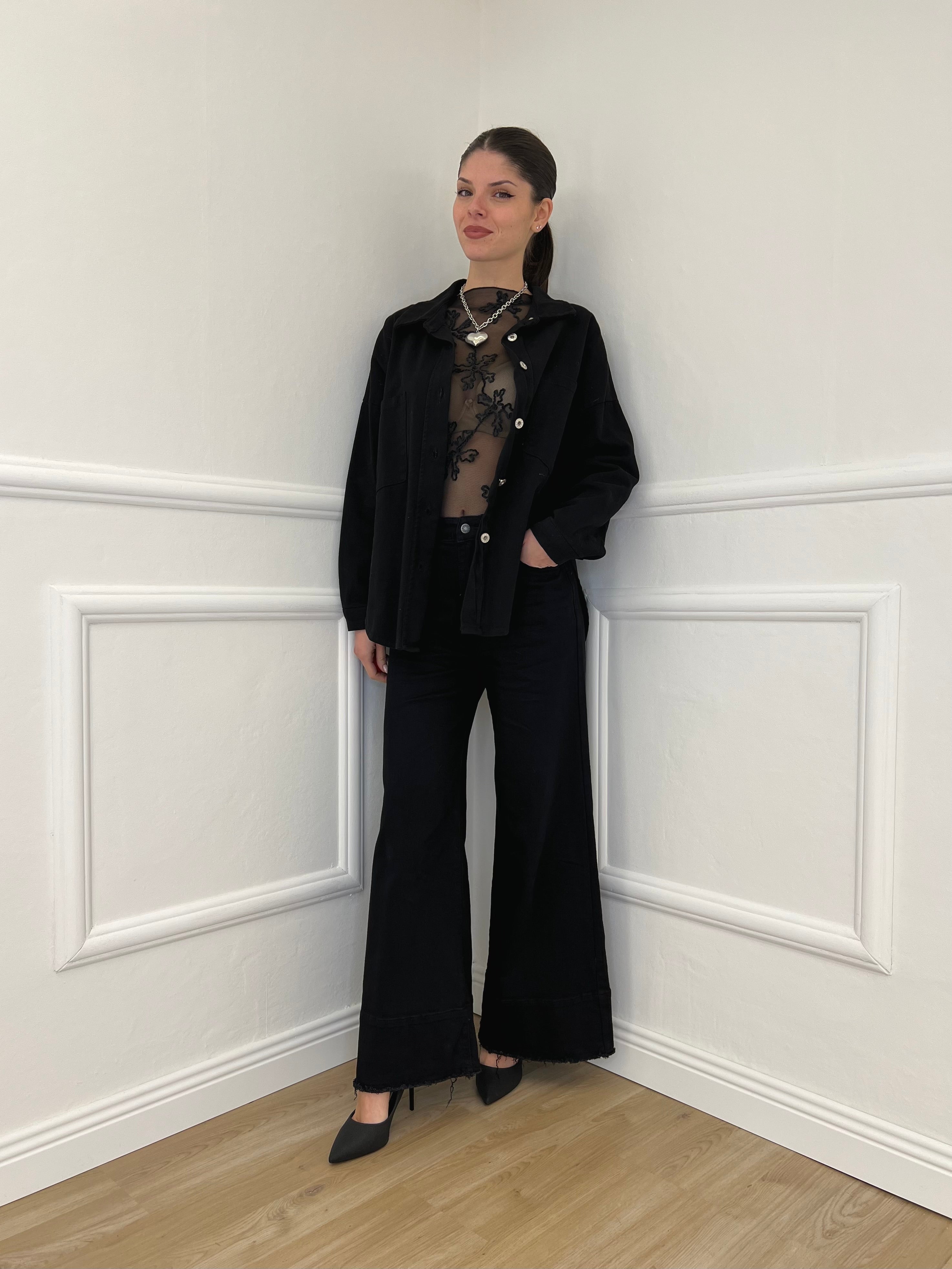 Camicia Overshirt in Twill A6262 Nero