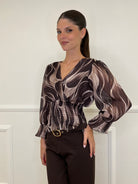 Camicia Incrocio Chiffon 90997 Marrone - Bazar Abbigliamento