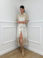 Abito Con Ricami In Lurex 18161 Panna