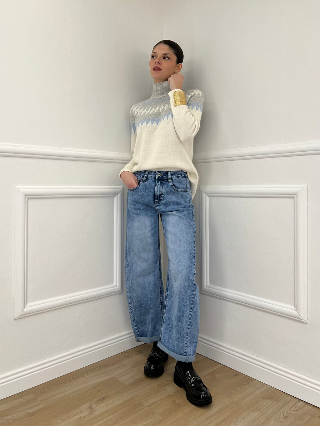 Maglia Norvegese 8240 Panna e Azzurro