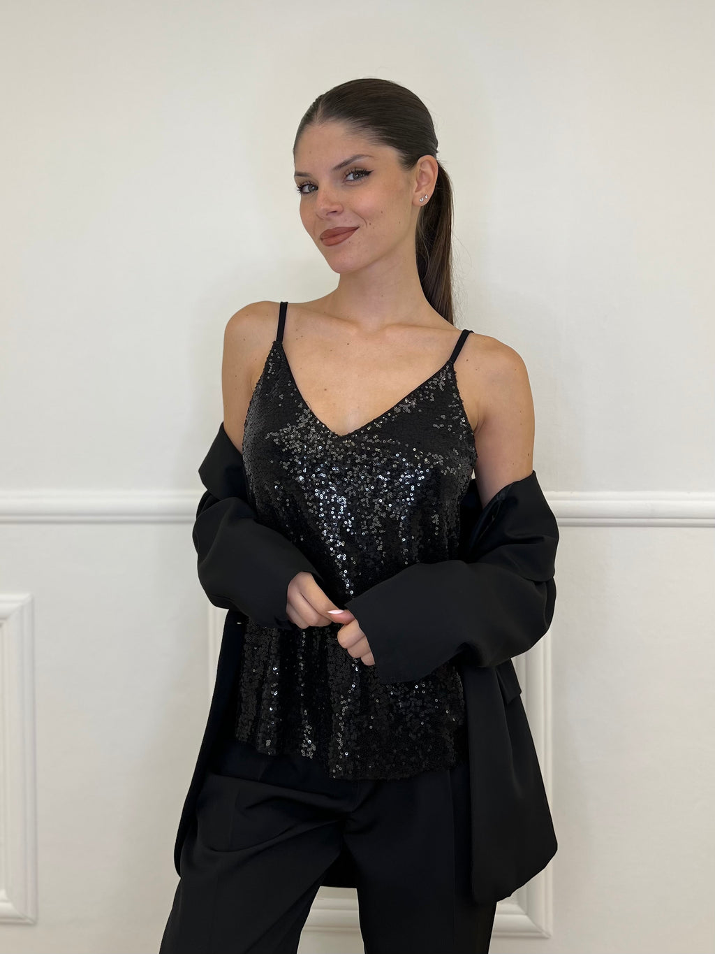 Top Paillettes 6695 Nero - Bazar Abbigliamento