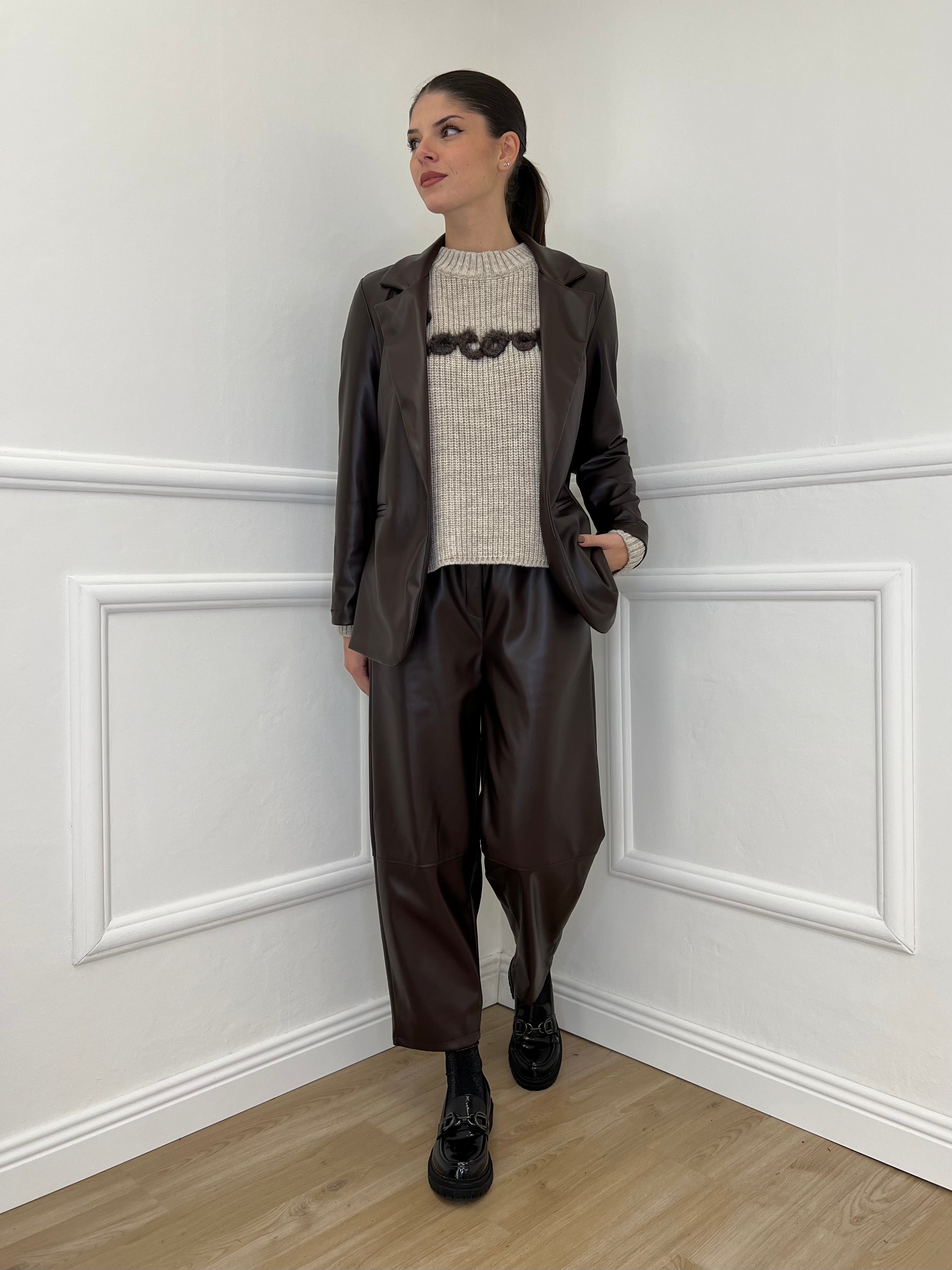 Pantalone Baggy Ecopelle 25348 Moro