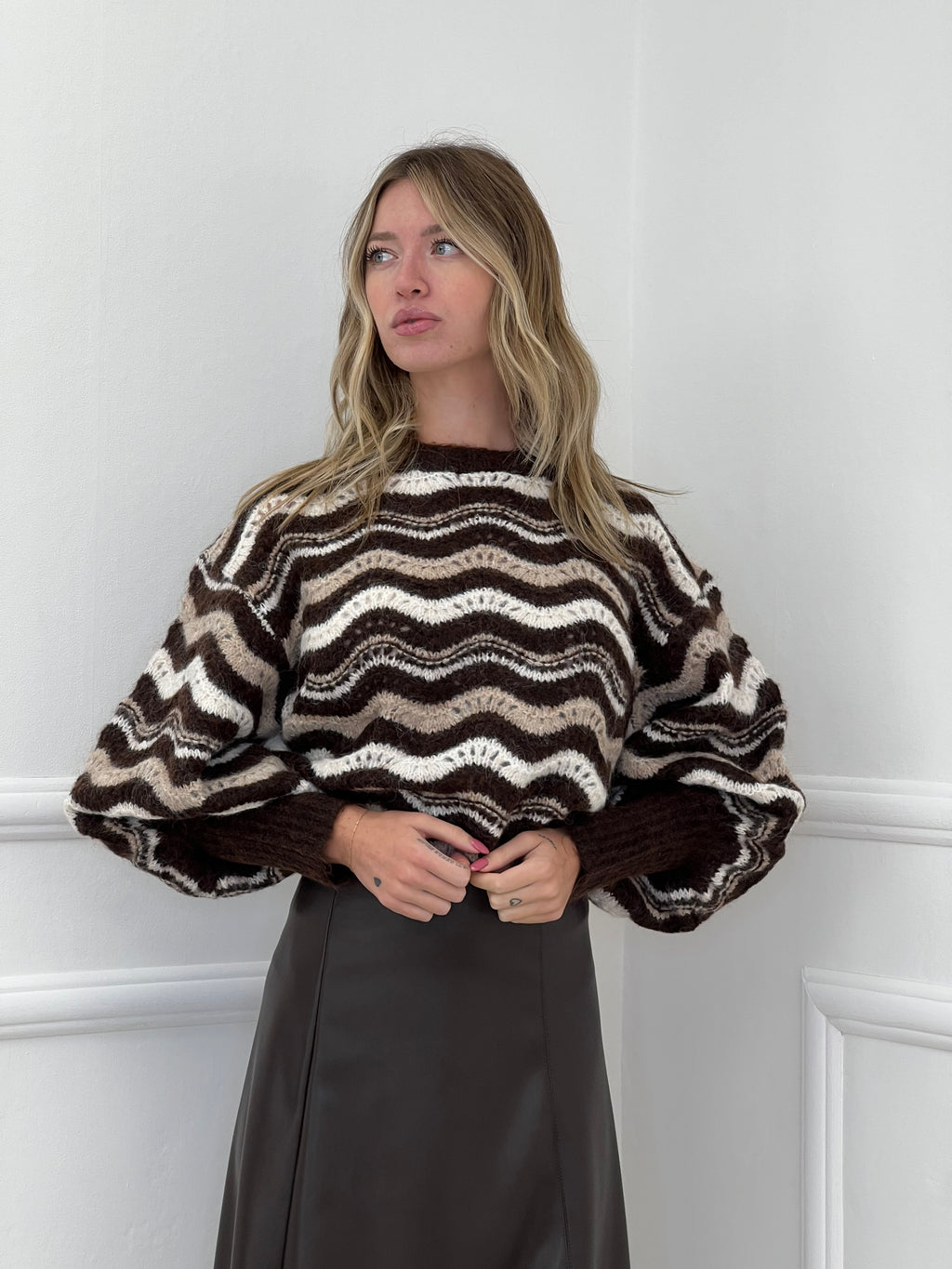 Maglia Ondina Maniche Palloncino 50331 Moro