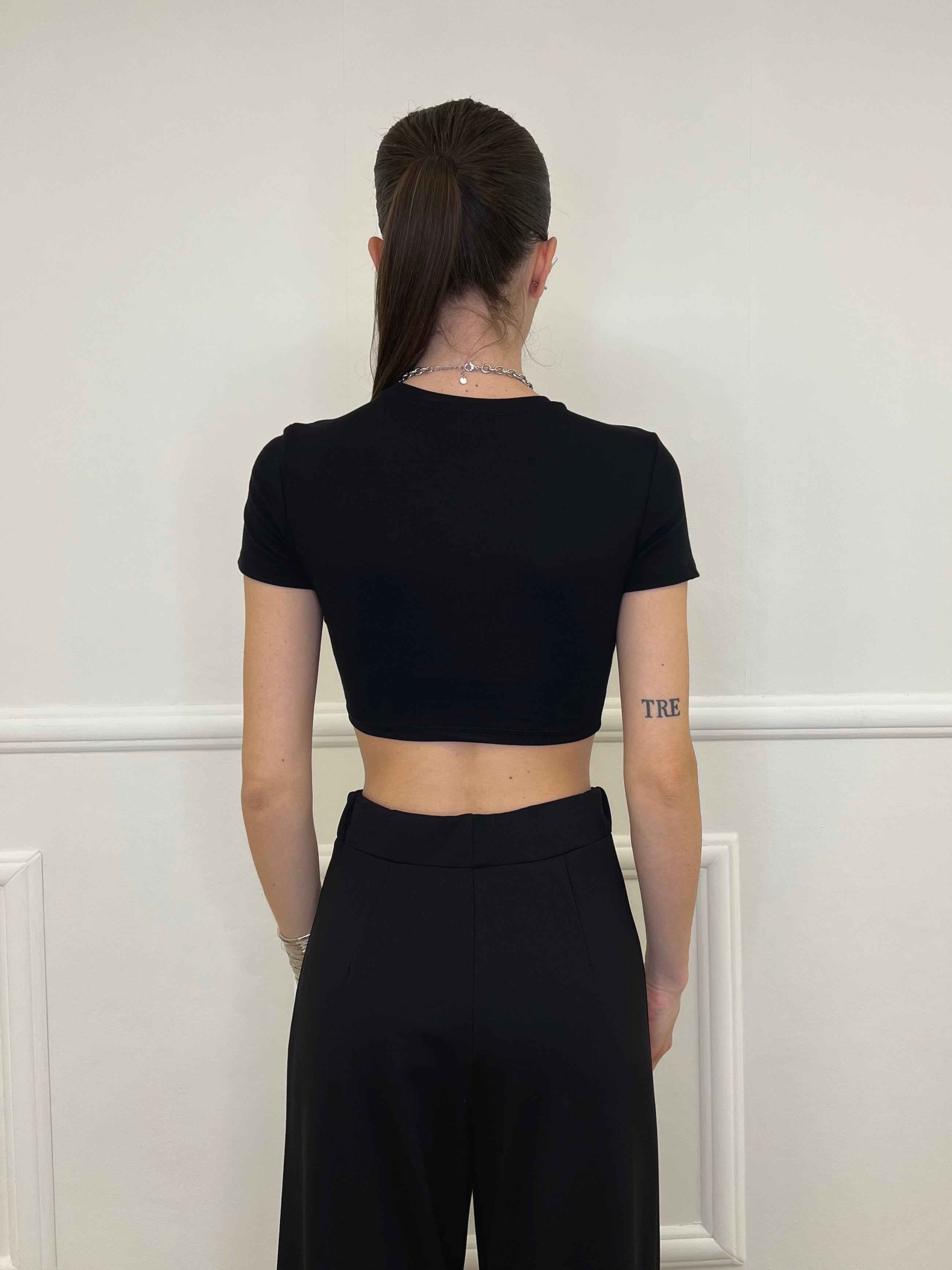 T-shirt Crop Lumina LC240001 Nero