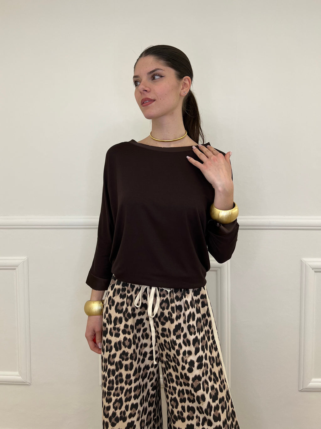 Maglia Barchetta Con Profili in Satin 43002