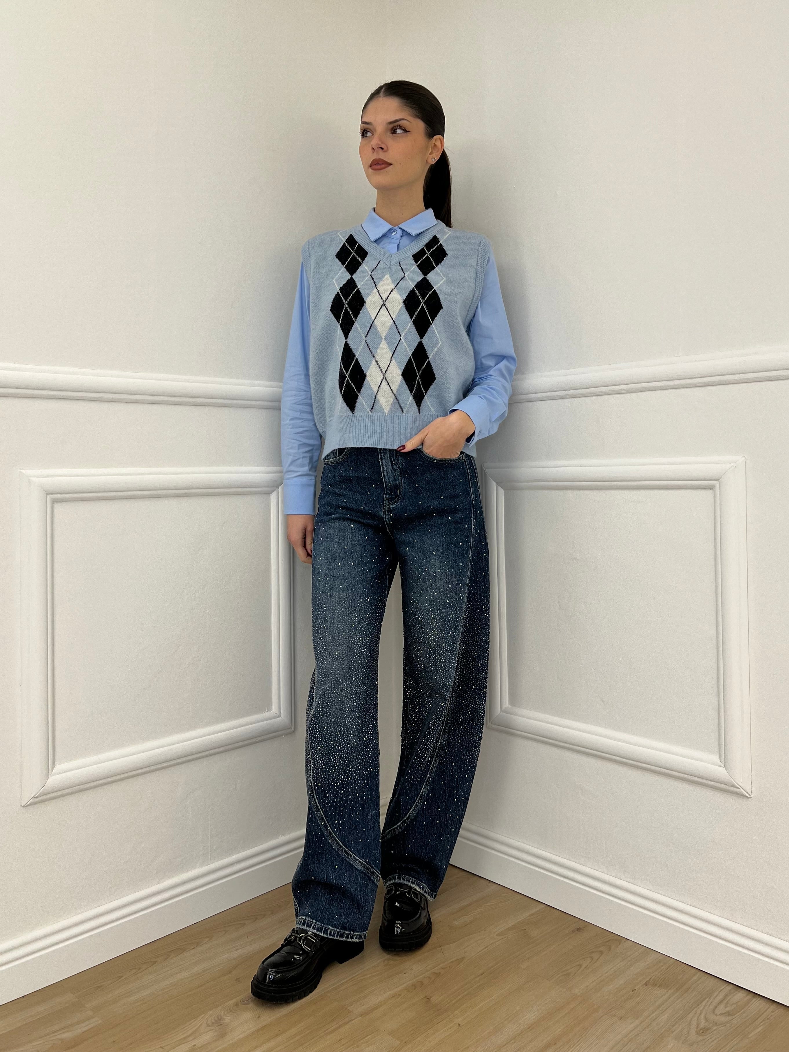 Gilet Losanghe 261711 Azzurro