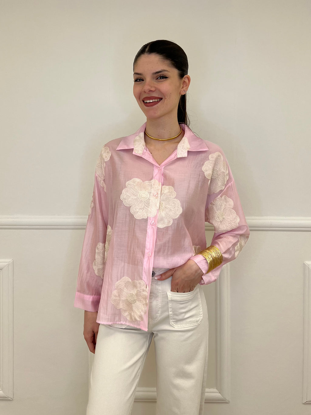 Camicia Tencel Ricami 7357 Rosa