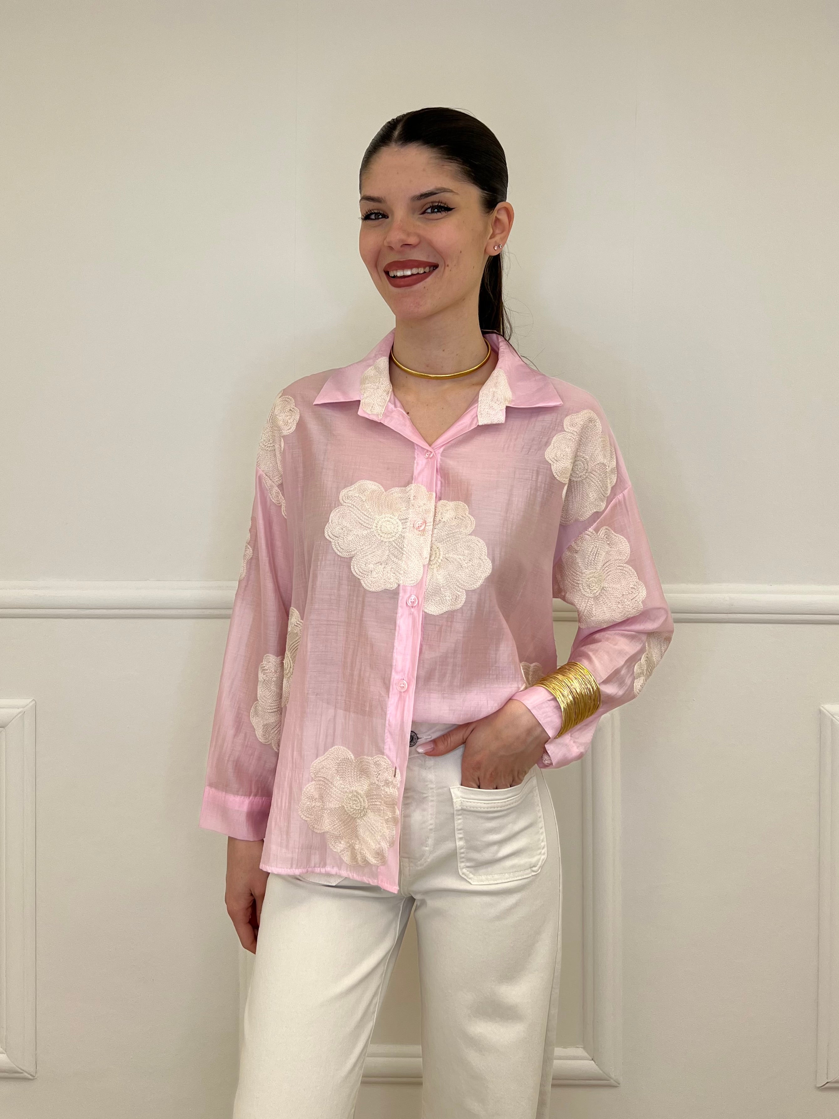 Camicia Tencel Ricami 7357 Rosa