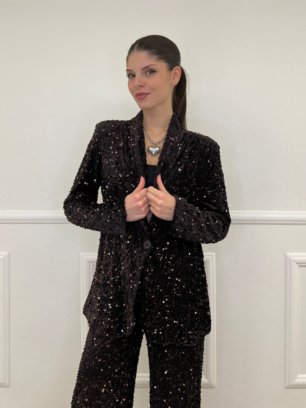 Giacca Ciniglia Paillettes 2466 Moro