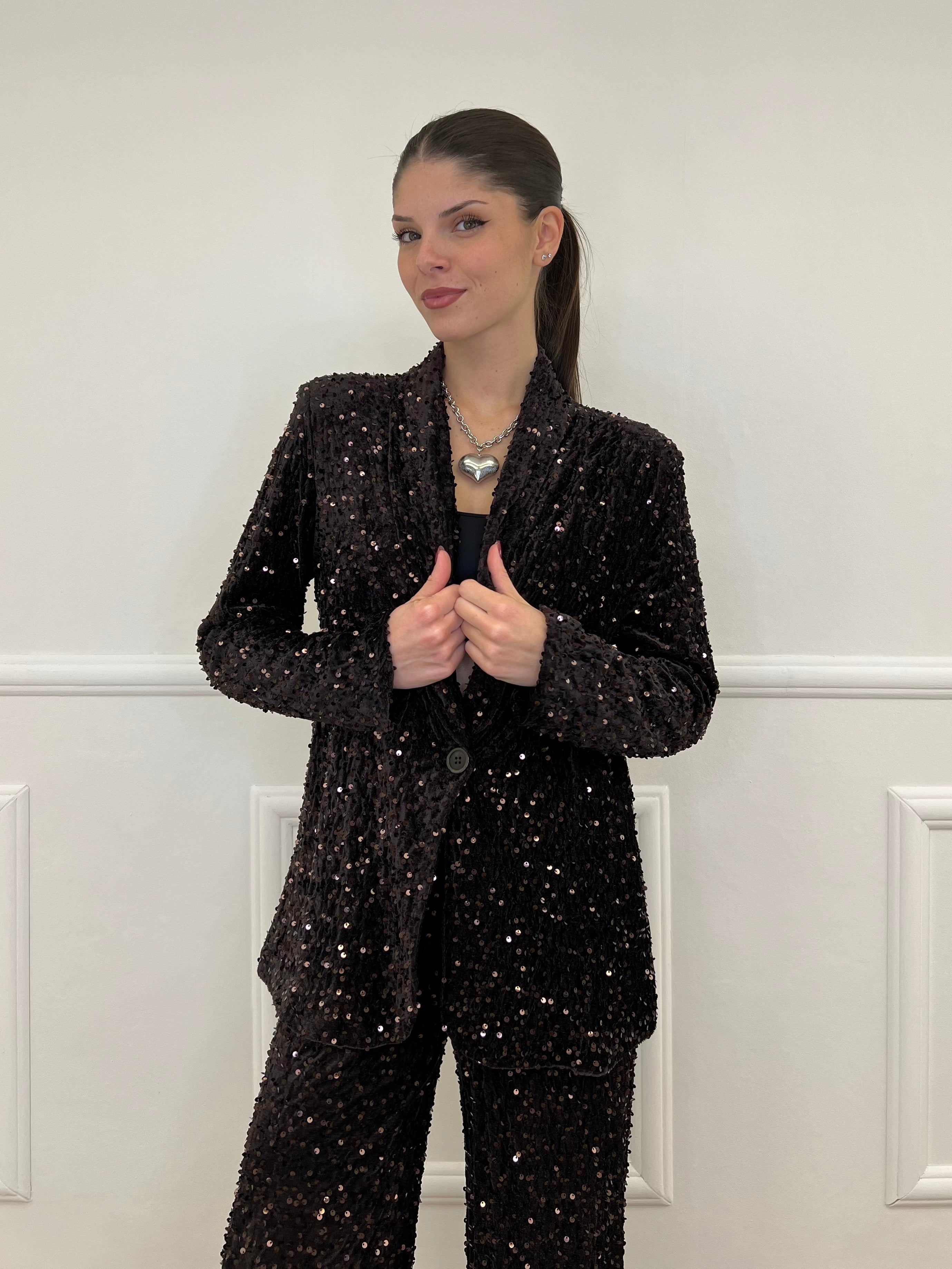 Giacca Ciniglia Paillettes 2466 Moro