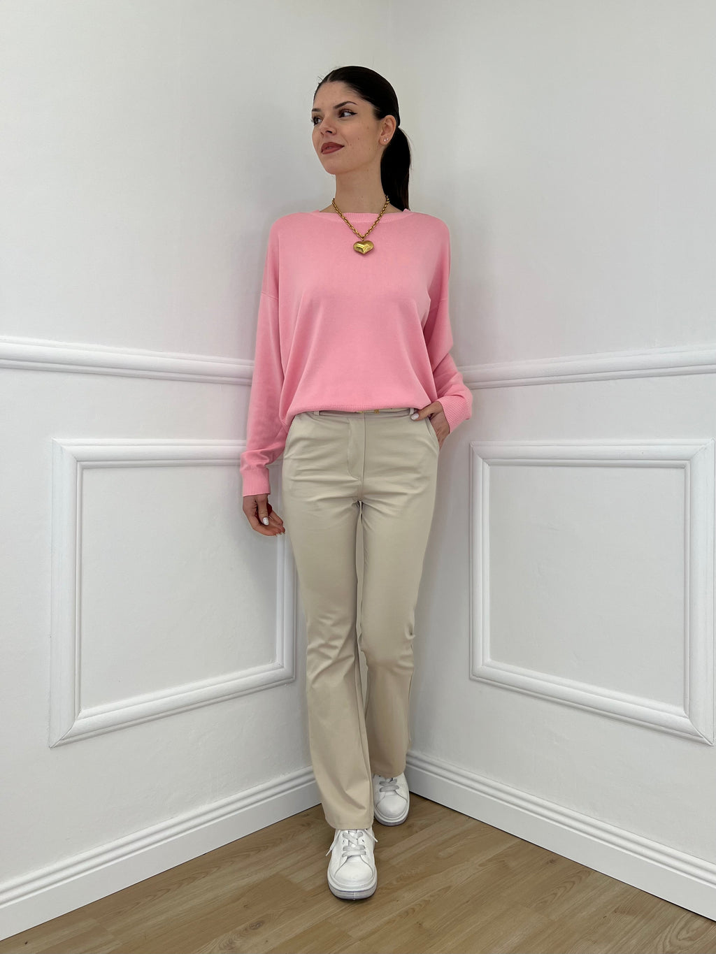 Pantalone Flare Cintura 26513 Beige