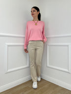 Pantalone Flare Cintura 26513 Beige