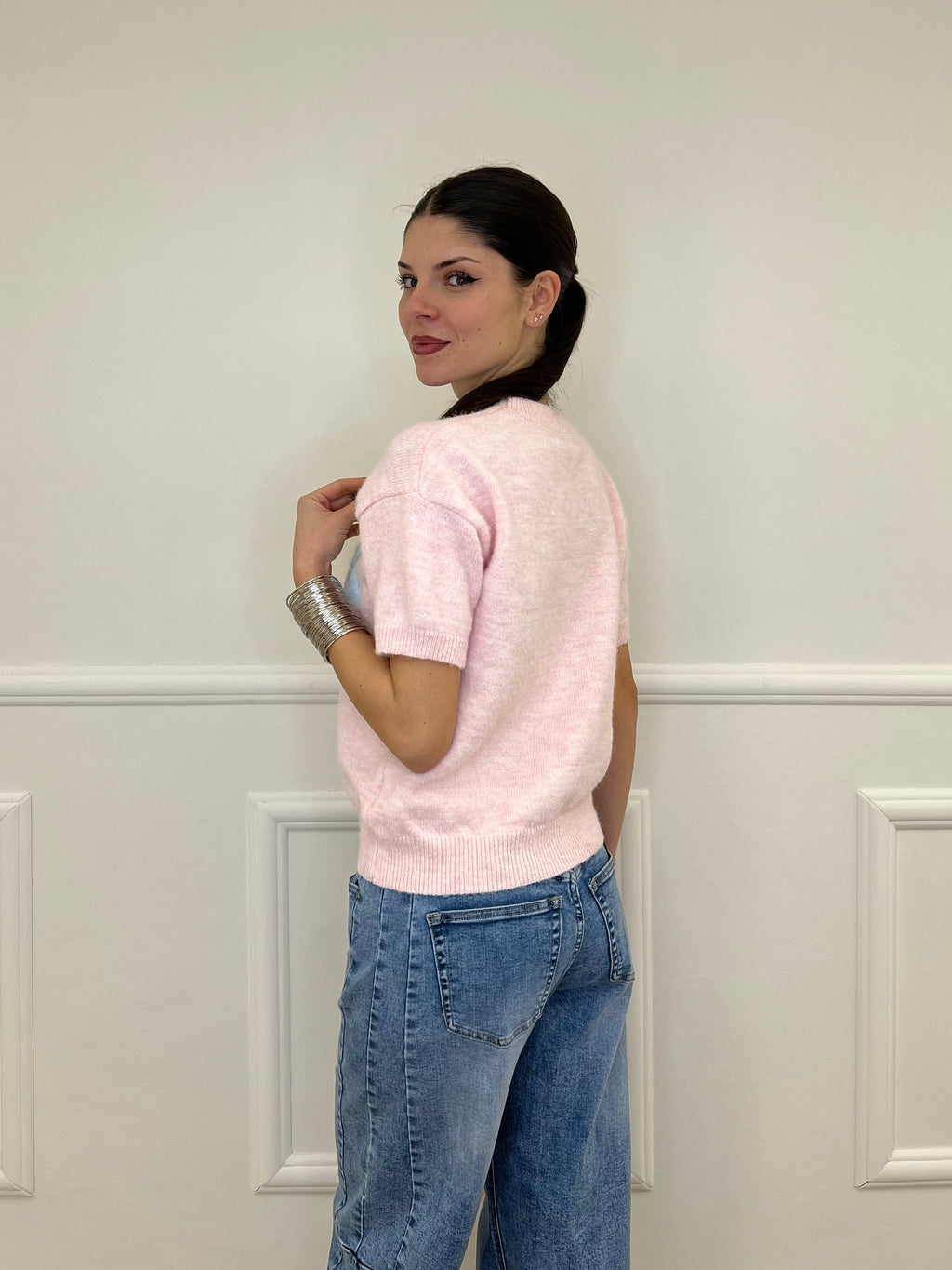 Maglia Rombi Maniche Corte 2909 Rosa