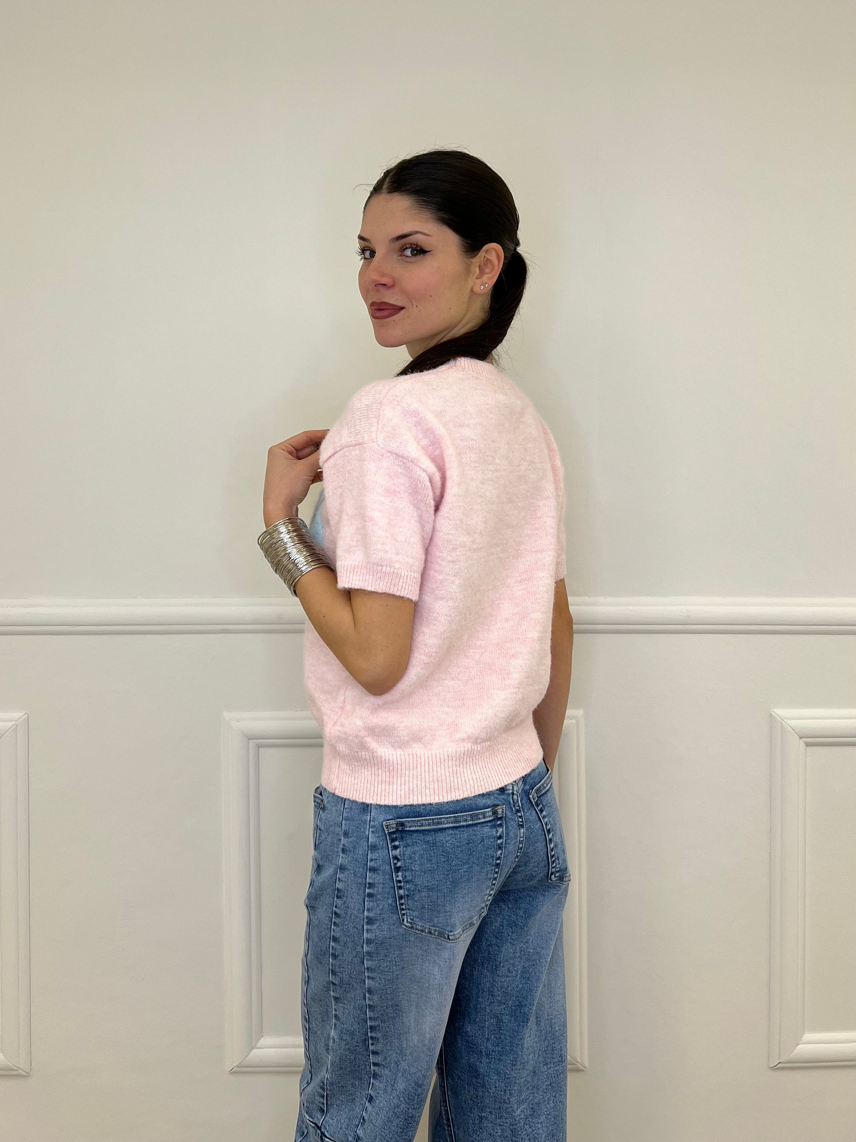 Maglia Rombi Maniche Corte 2909 Rosa