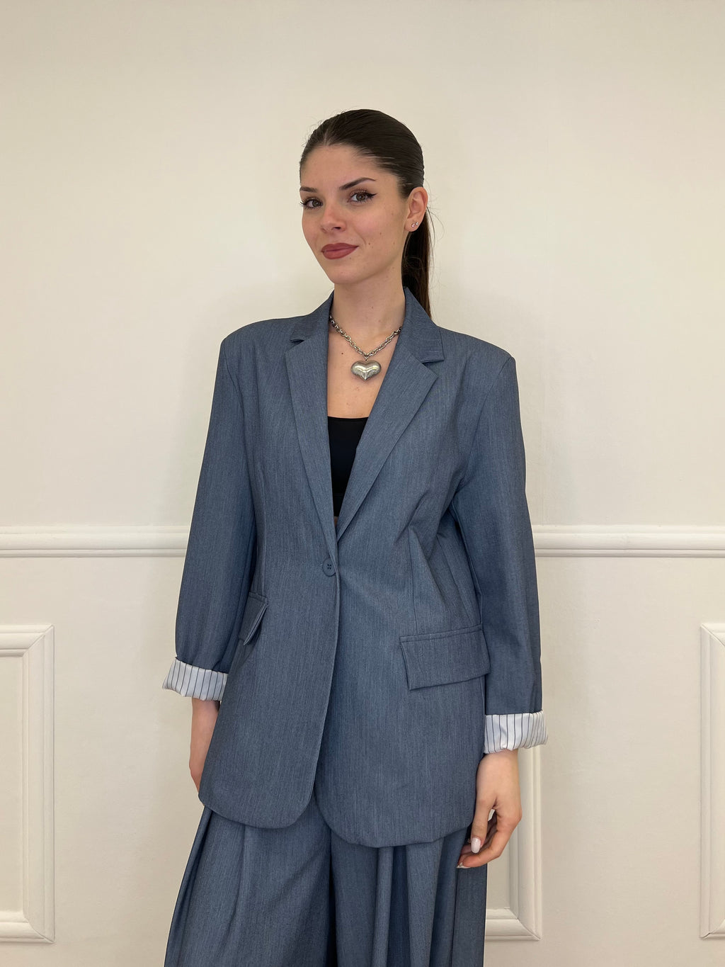 Blazer Con Fodera Gessata 216401 Avio