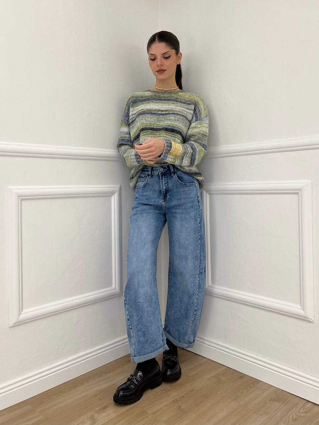 Maglia Girocollo Multicolor 25205 Verde