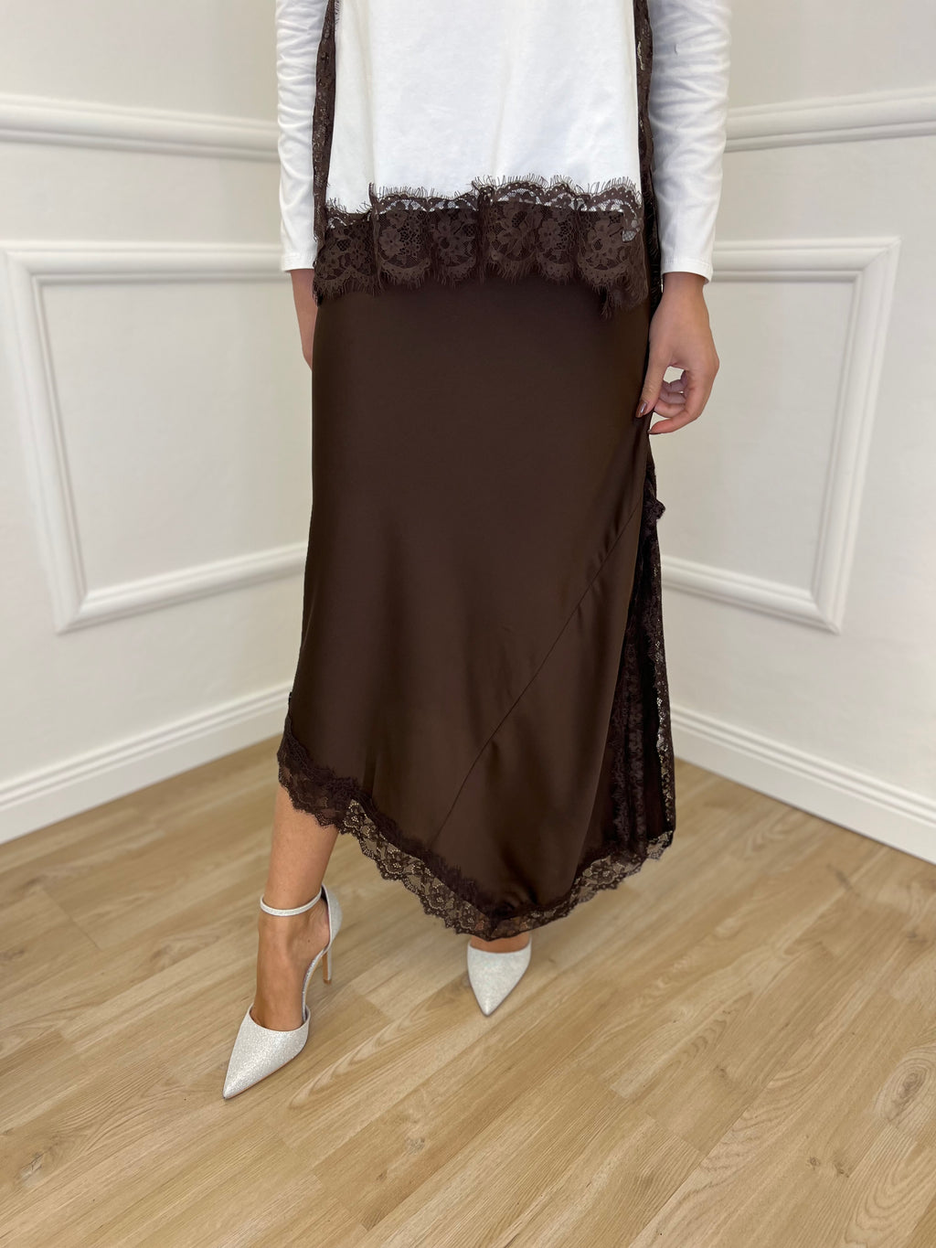 Gonna Asimmetrica Pizzo 2722 Moro
