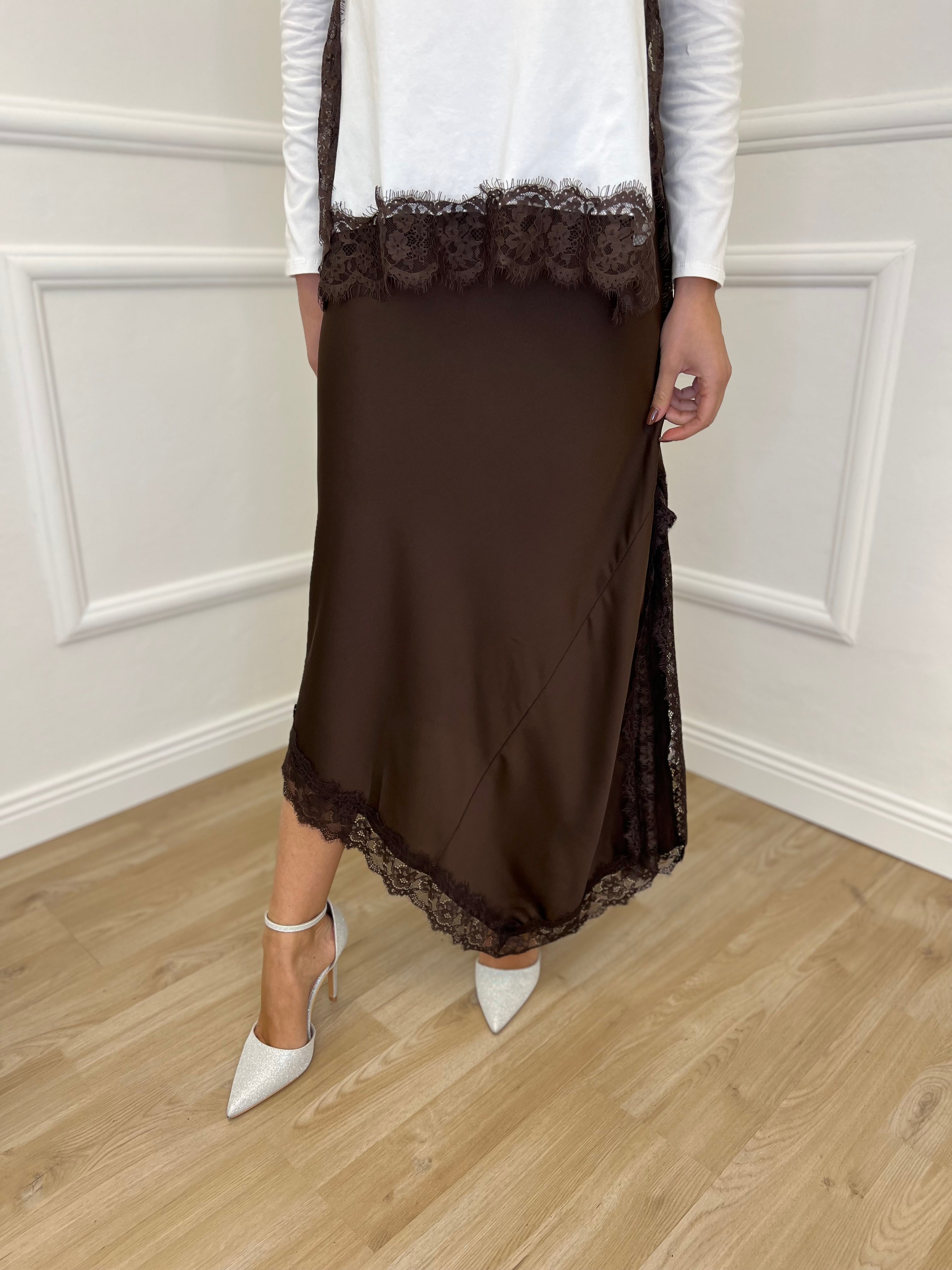 Gonna Asimmetrica Pizzo 2722 Moro