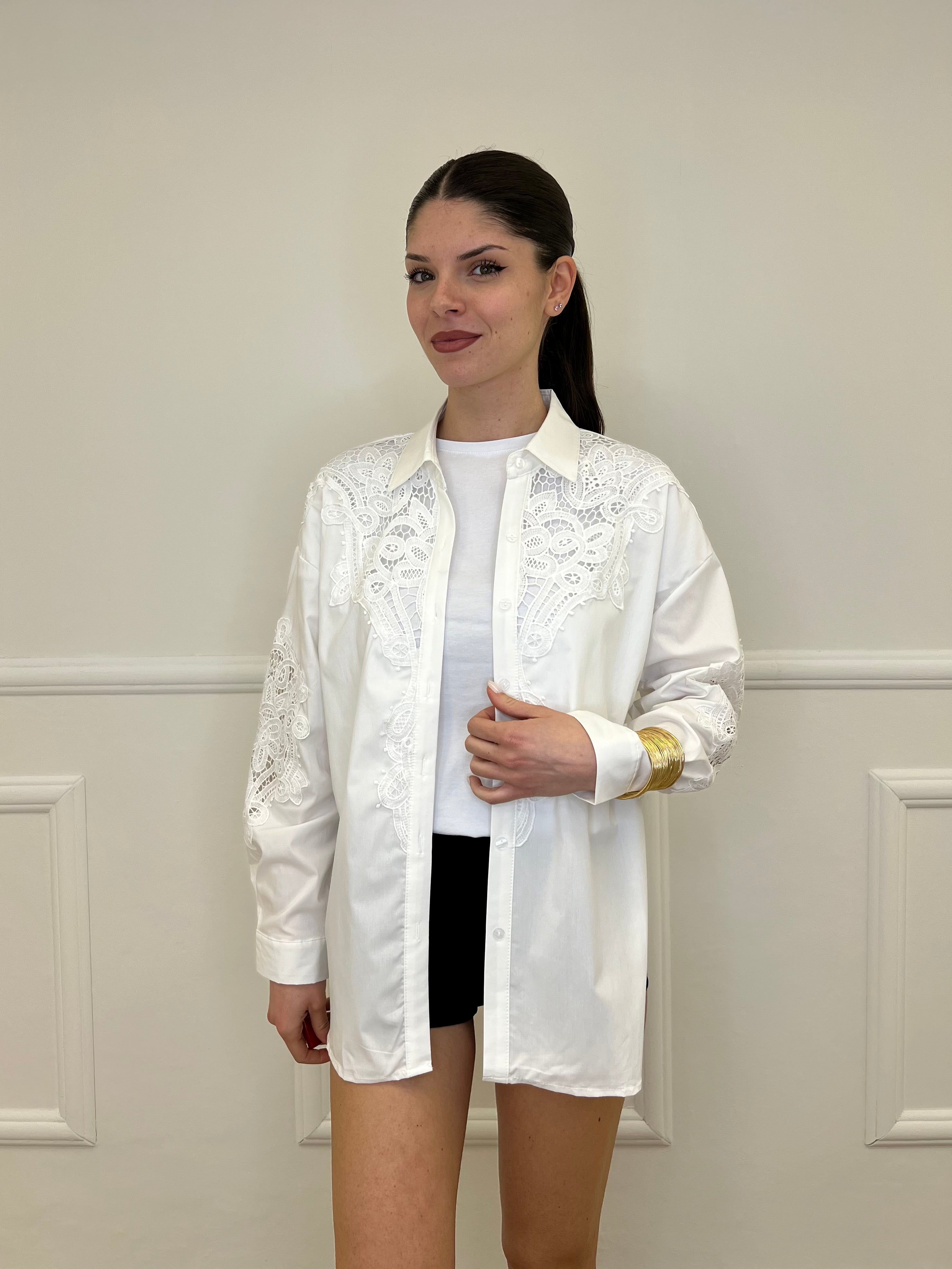 Camicia Inserti Sangallo 2264 Bianco