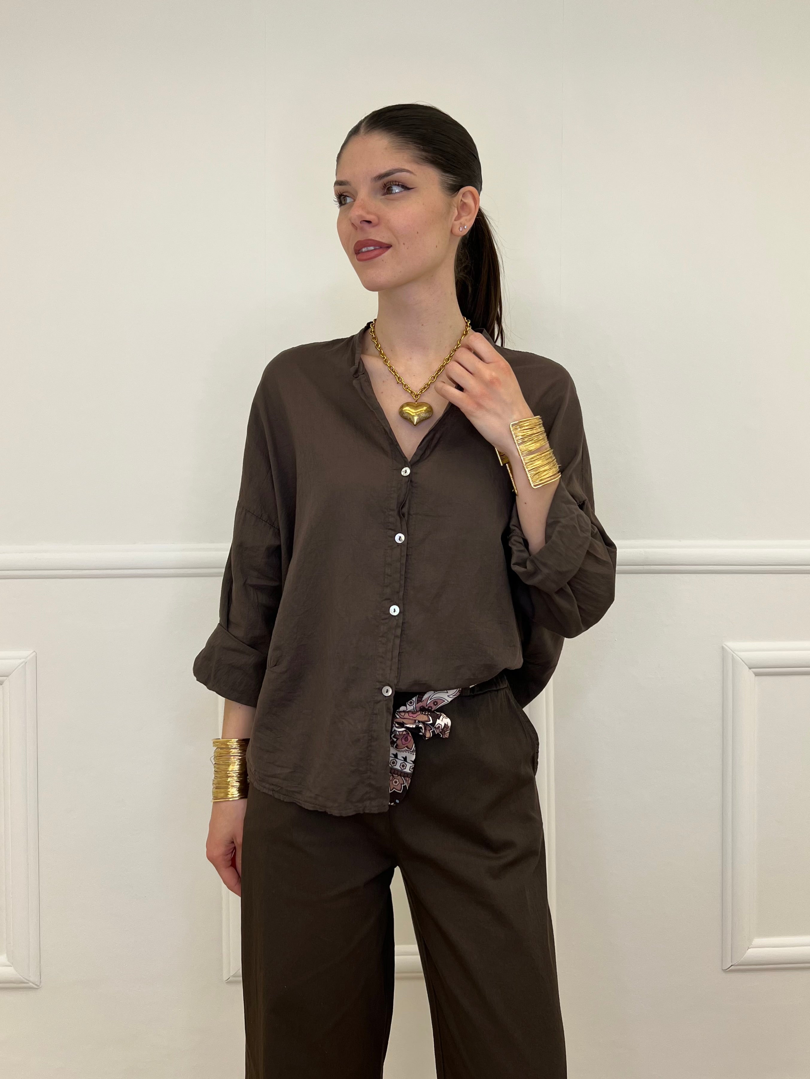 Camicia Over Coreana 3020 Marrone