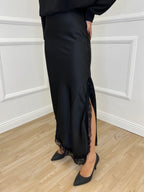 Gonna Asimmetrica Pizzo 2722 Nero