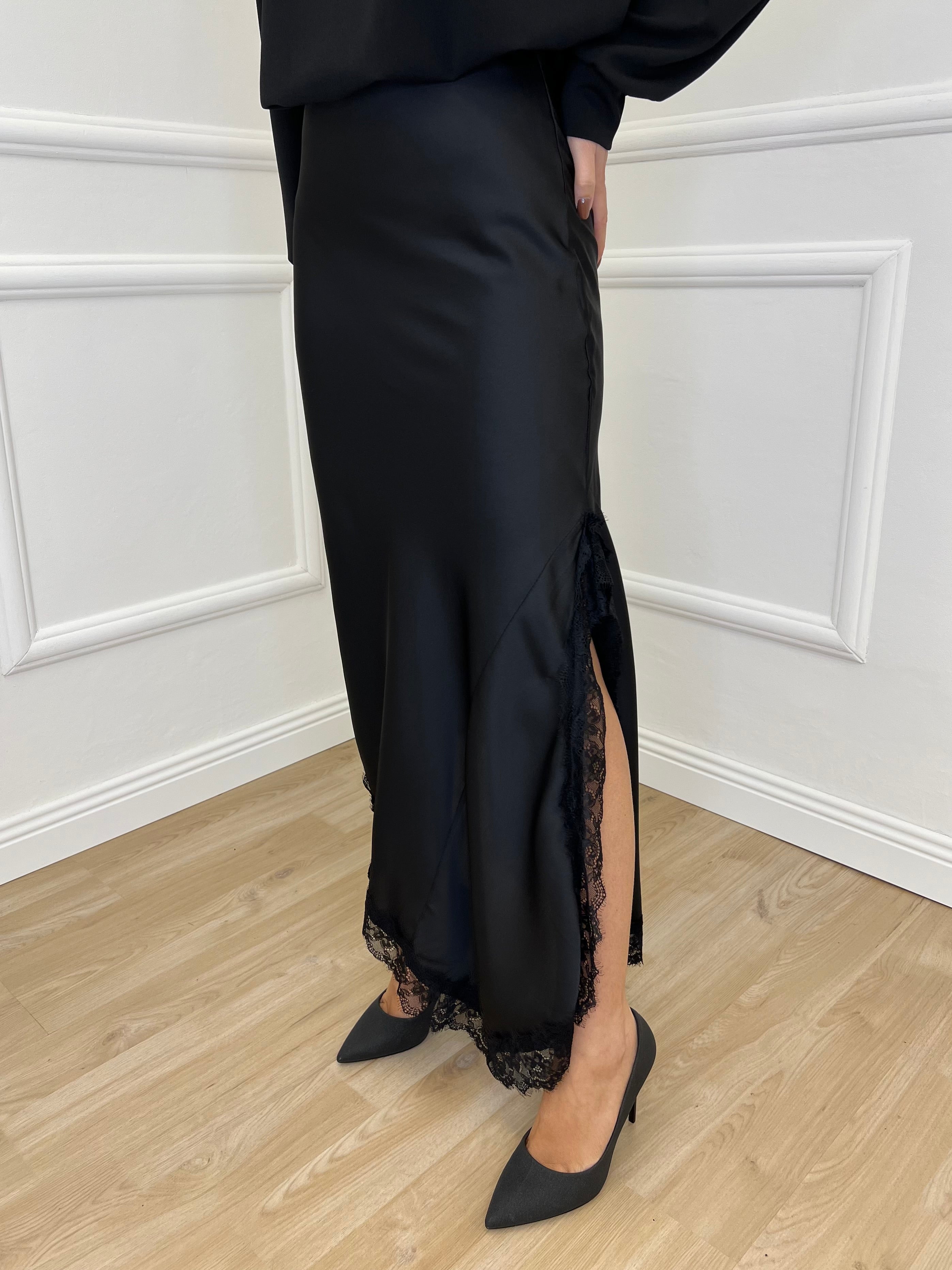 Gonna Asimmetrica Pizzo 2722 Nero