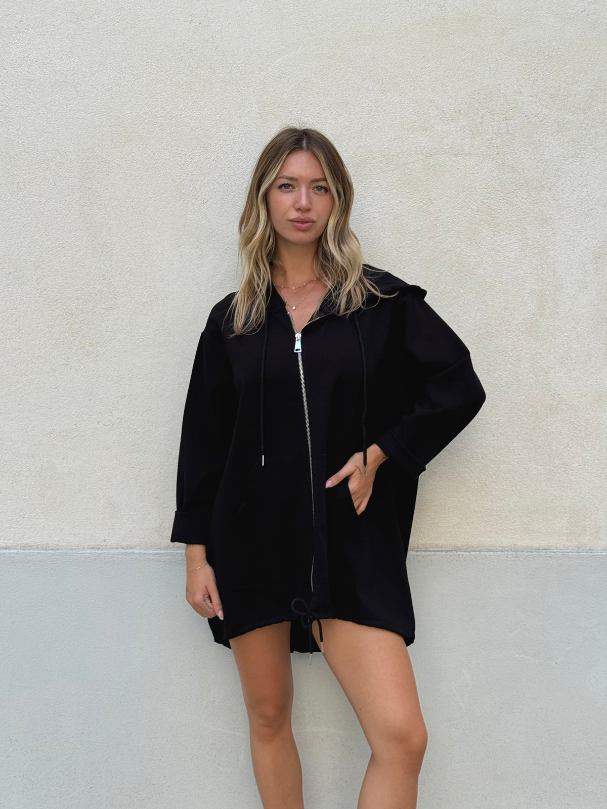 Maxi Felpa con Cappuccio 41857 Nero