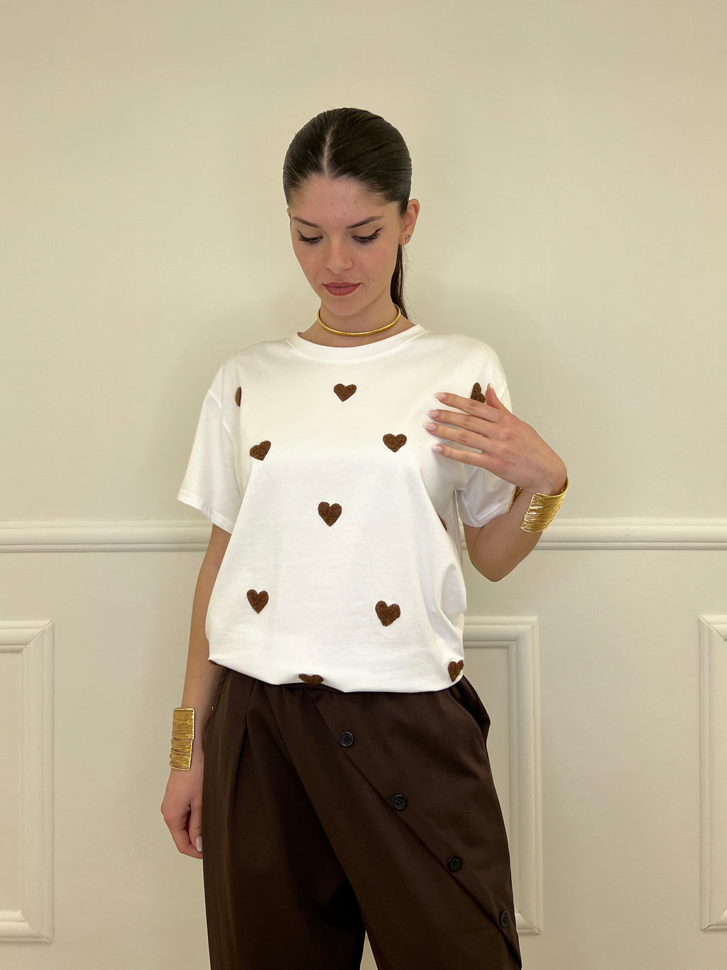 T-shirt Over Con Ricamo Cuori 12659