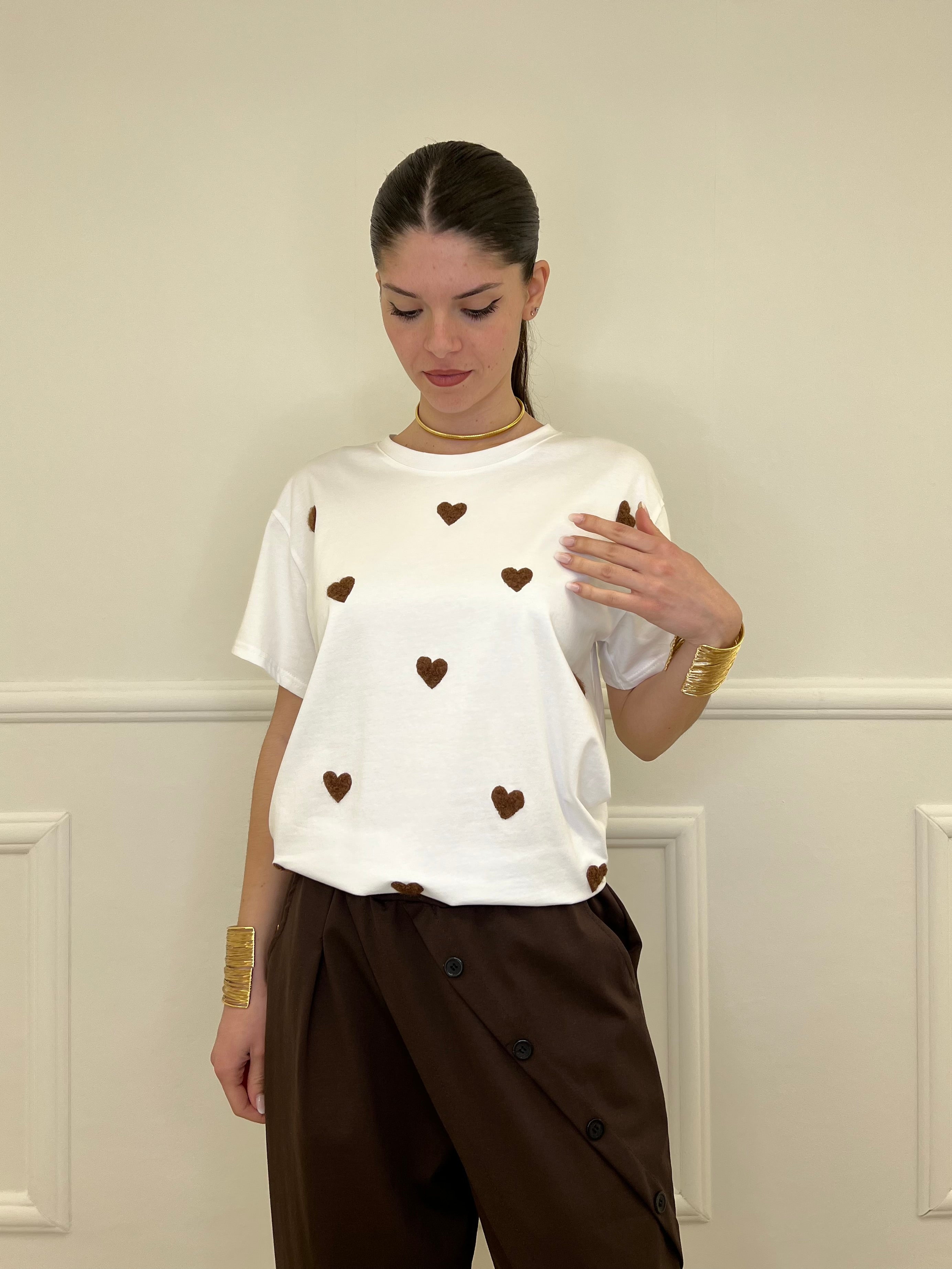 T-shirt Over Con Ricamo Cuori 12659