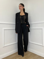 Top Bustier in Pizzo 7358 Nero