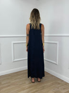 Abito Smanicato in Satin 23233 Blu