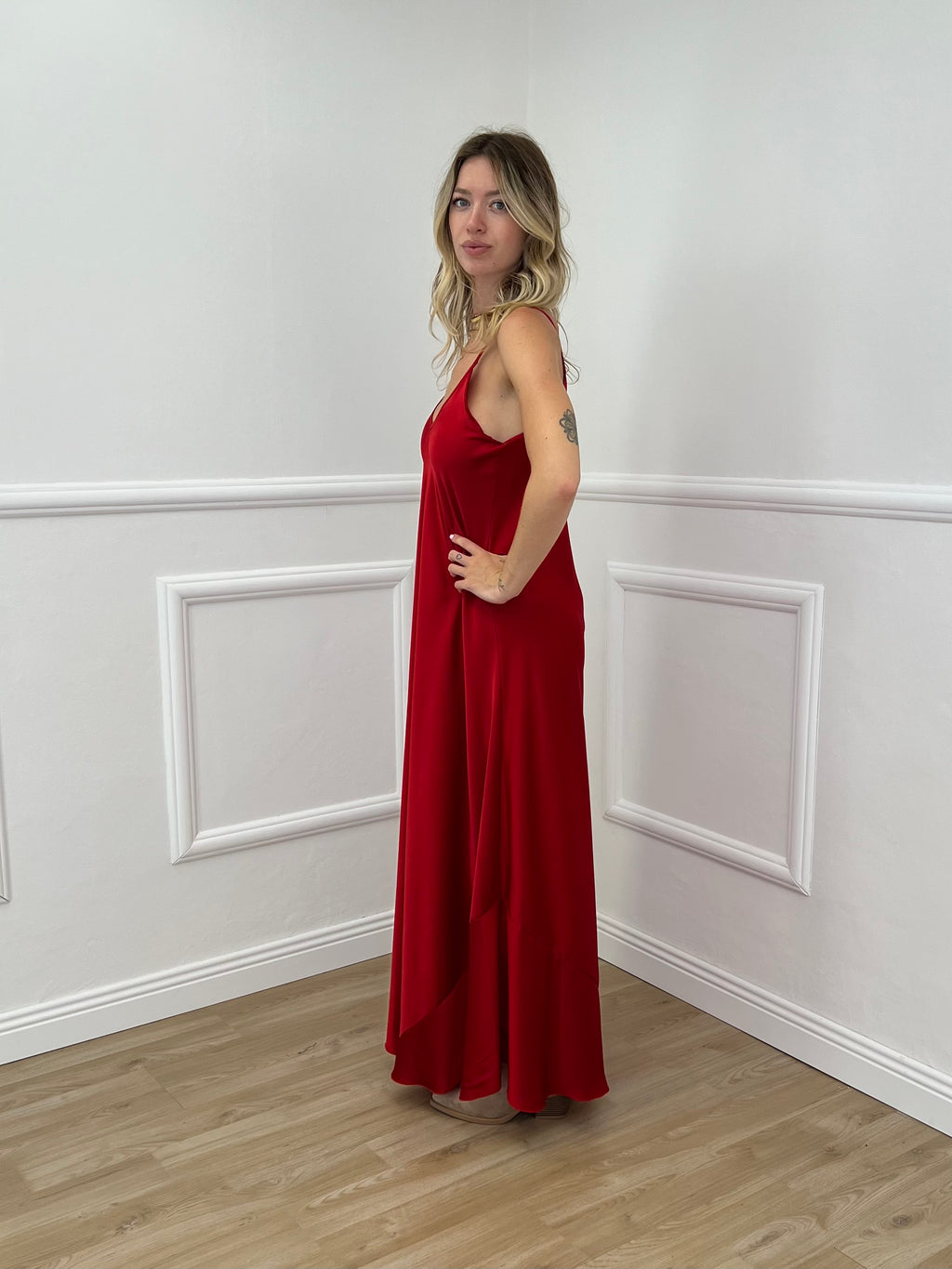 Vestito Satinato 1072 Rosso