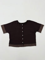 Maglia Profili Satin e Bottoni 26564 Marrone