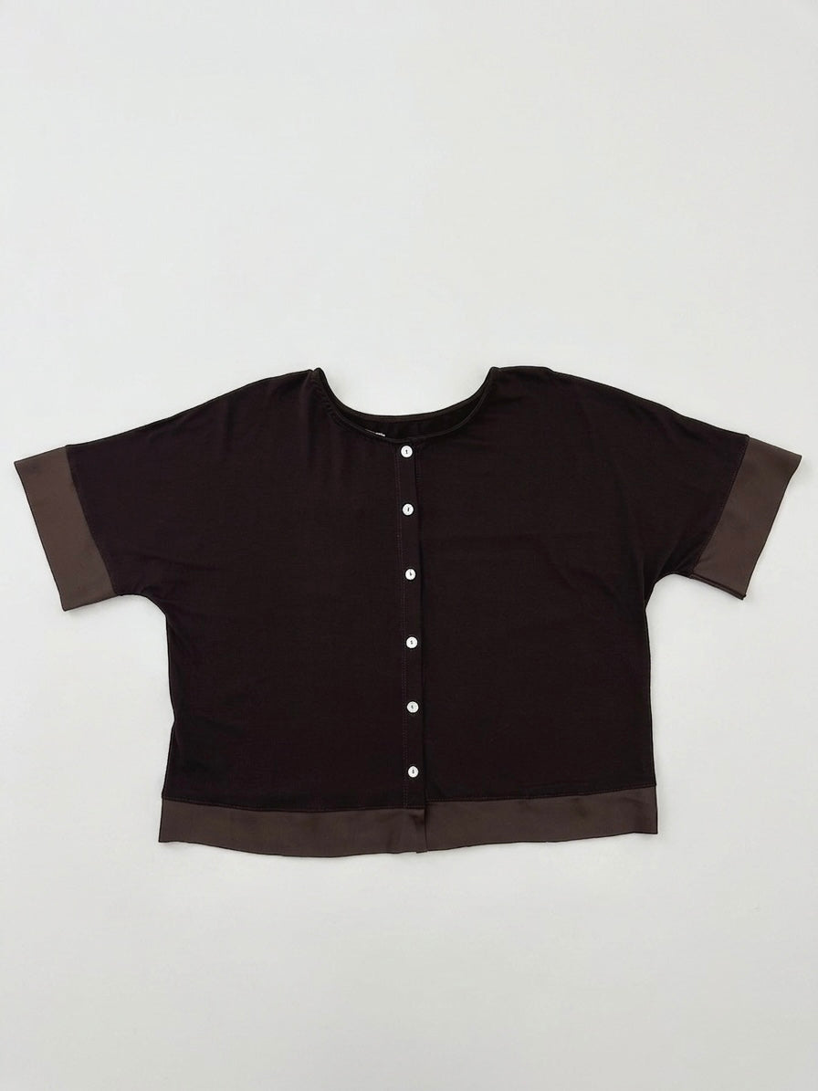 Maglia Profili Satin e Bottoni 26564 Marrone