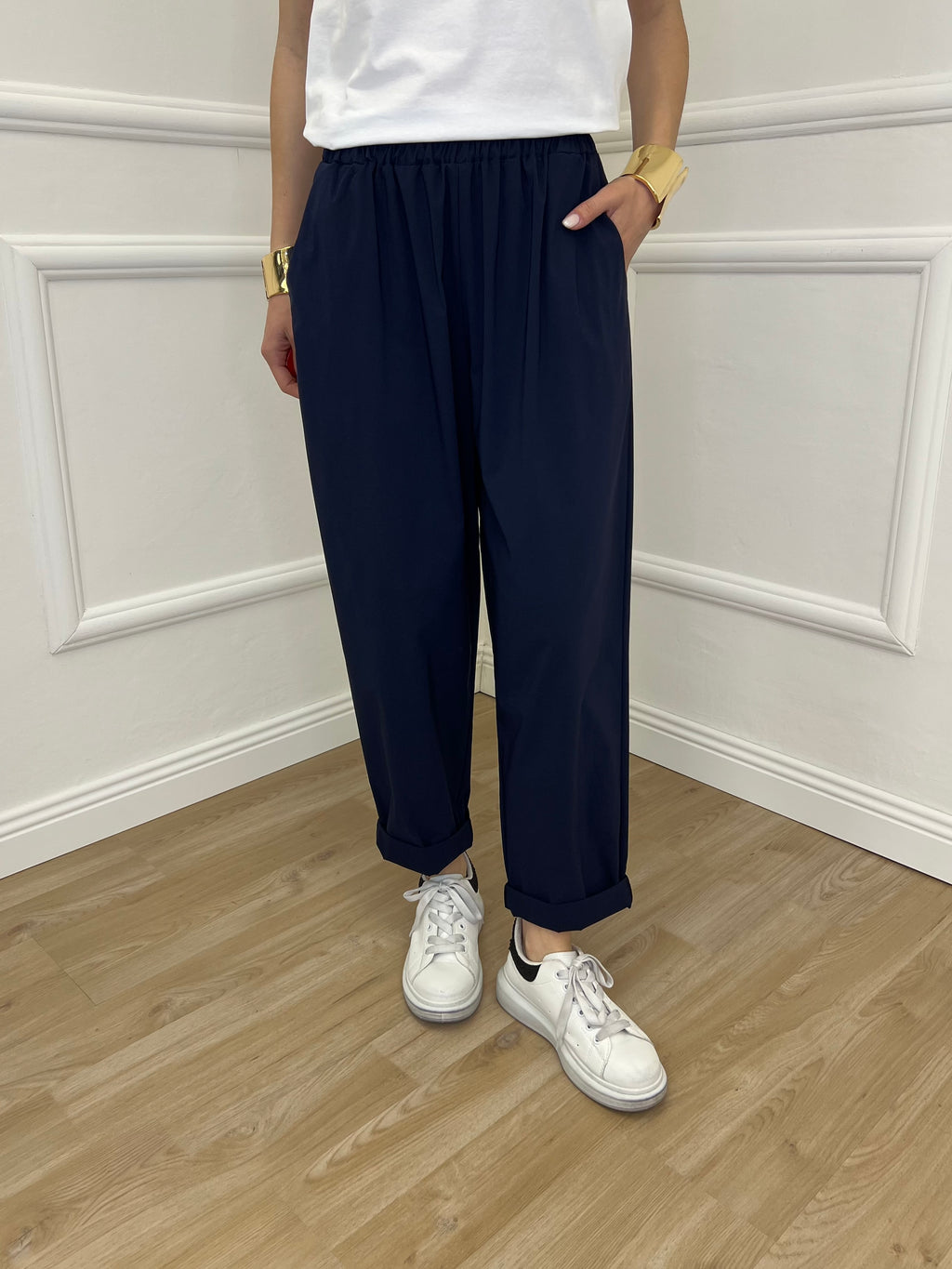 Pantalone Baggy Viscosa 2815 Blu