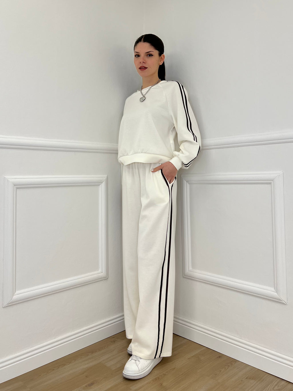 Tuta Bande Girocollo 88426 Panna