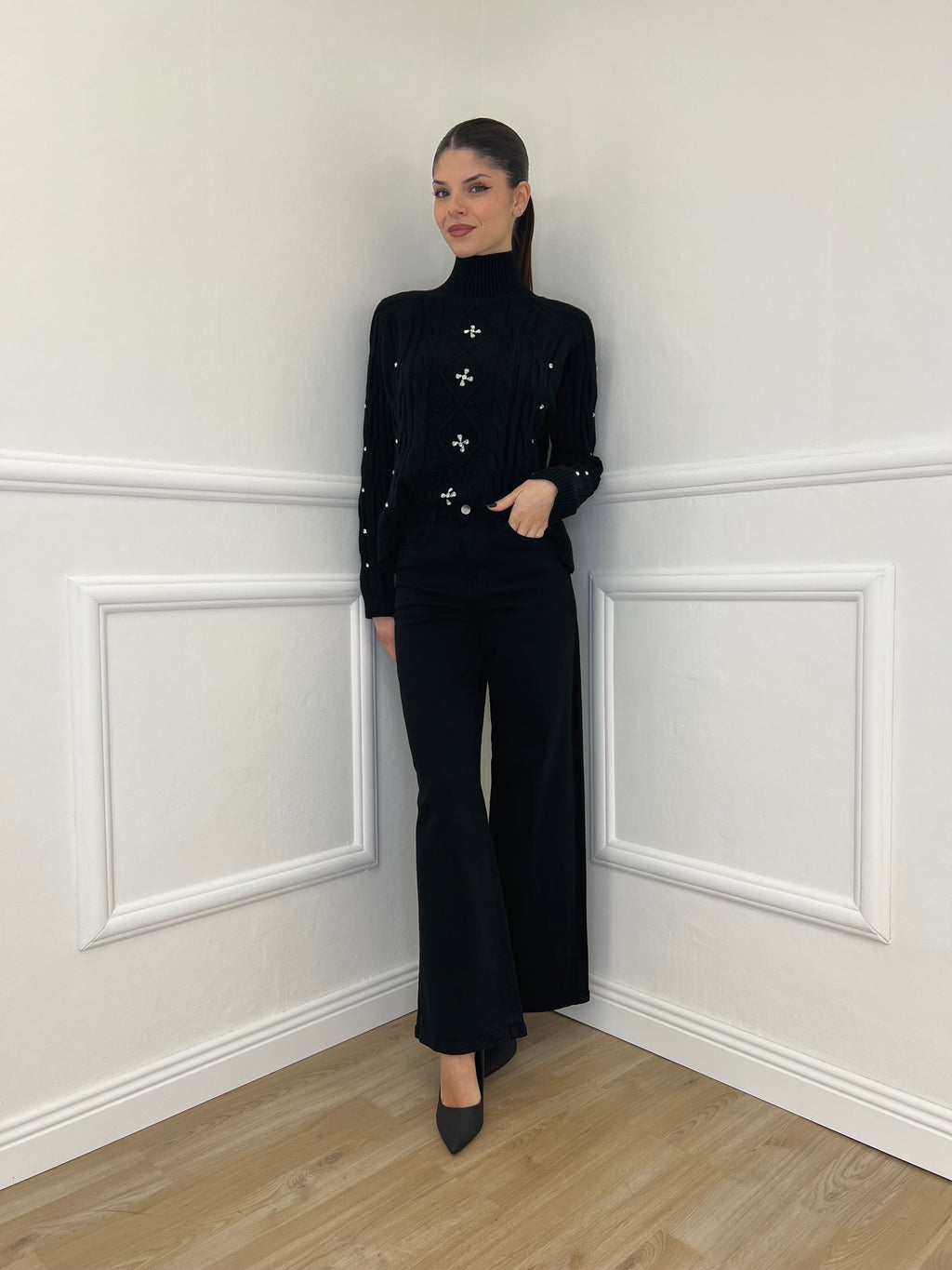 Jeans Palazzo T1001-1 Nero