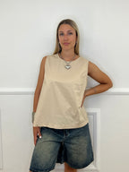 Blusa Popeline Bottoncini 2692 Ecru